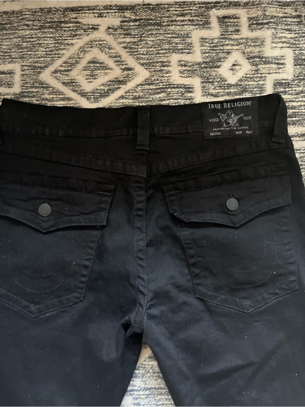 True Religion Ricky Straight Leg Jeans Black Waist 36